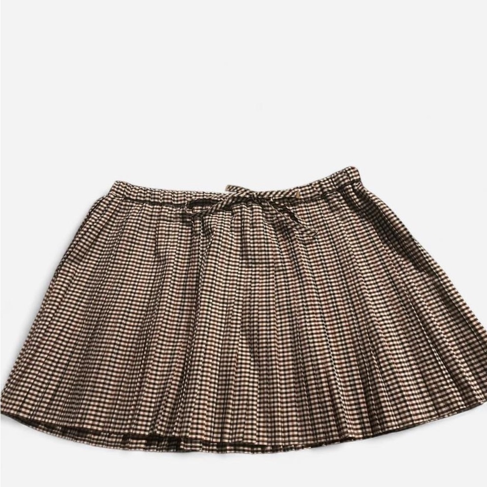 H&M Brown Checkered Skater Skirt